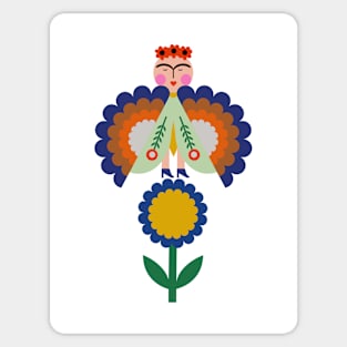 Frida kahlo butterfly flower feminist mexican painter viva la vida Sticker